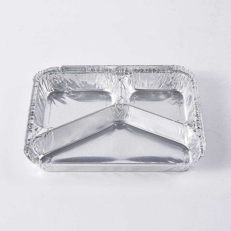 Convenient Compartments Aluminum Foil Container Disposable Tray For Food Packaging RK-7